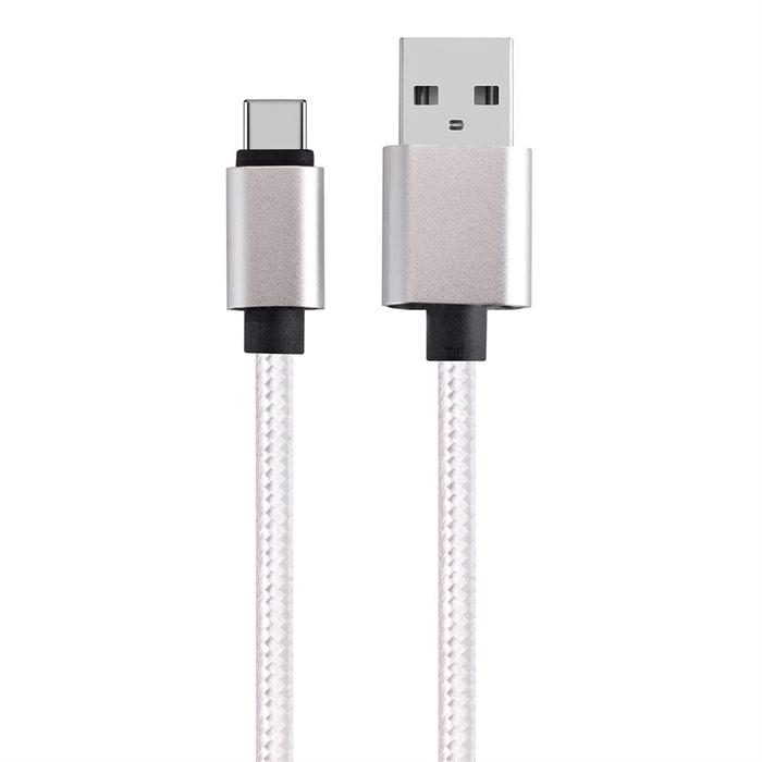 USB-C (USB Type C) to USB (USB-A) Braided Data Charging Cable - 3 Feet, White