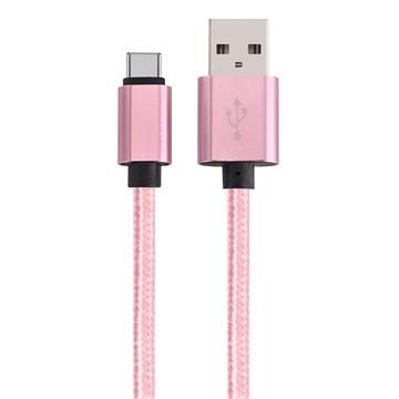USB-C (USB Type C) to USB (USB-A) Braided Data Charging Cable - 6 Feet, Rose