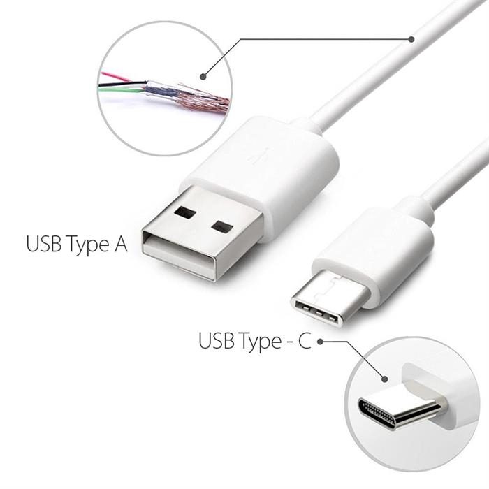 USB Cable 2.0 USB-A to USB-C (USB Type C) Data Charge Cable, 3 Feet, White