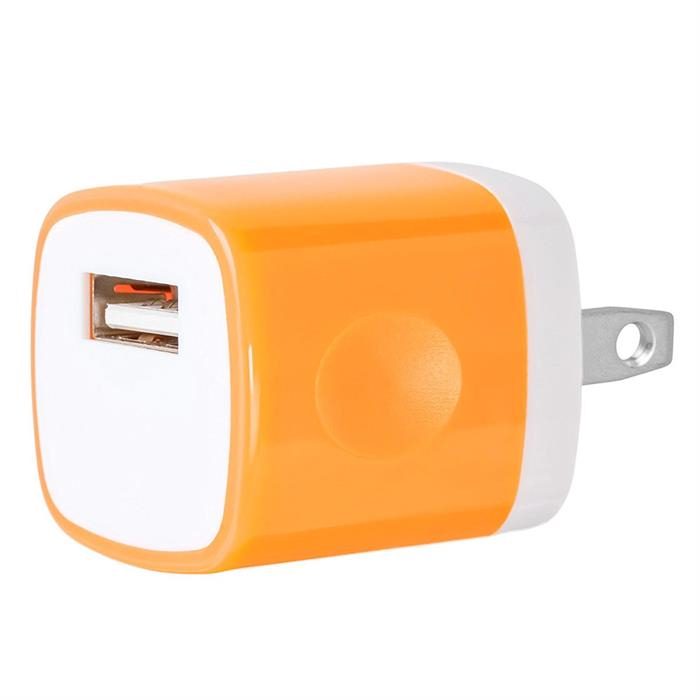 USB Home Wall Charger Travel Adapter for iOS and Android Mobile Devices, Orange