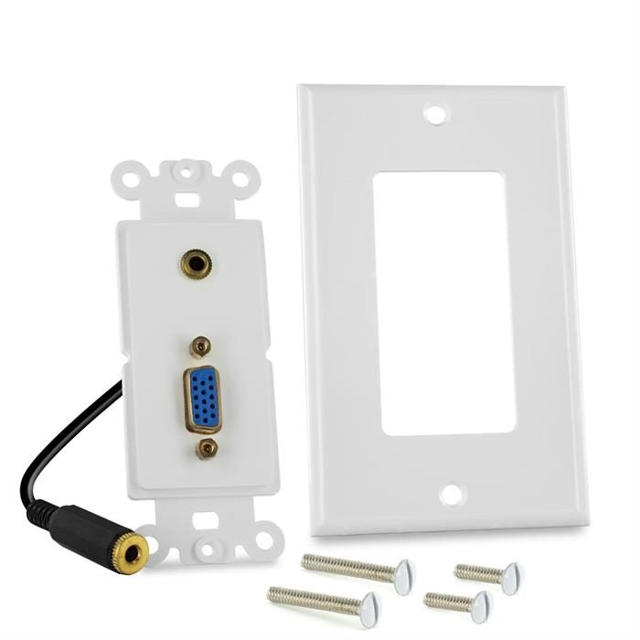 Wall Plate With VGA 15-Pin Jack And 1/8” Stereo Audio Jack