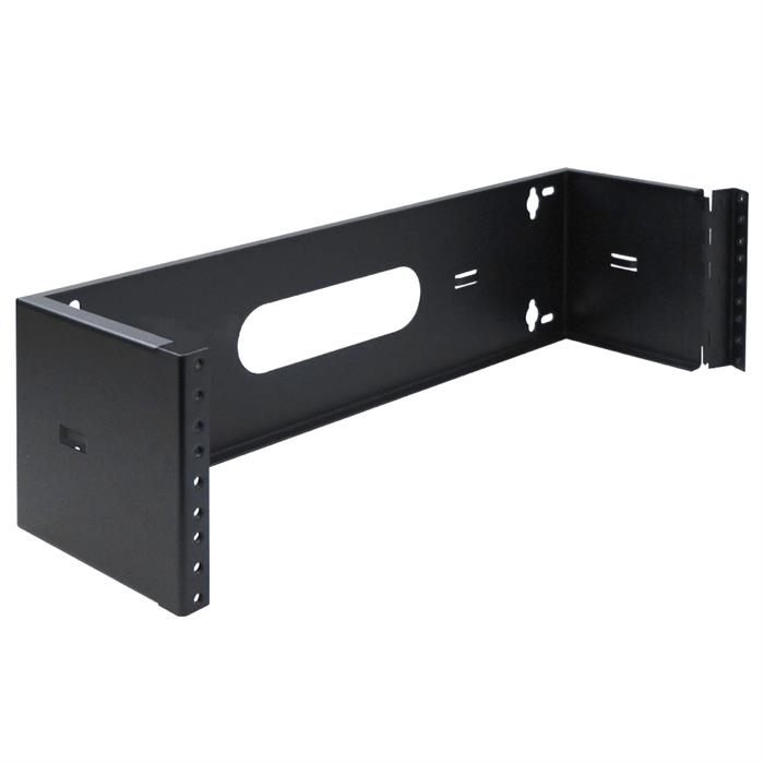 Wavenet – 3U Wall Mount Hinged Bracket or Three Space Swing Out Patch Panel Bracket 6" Depth for 19-Inch Server Network Data A/V Equipment, Steel – Black