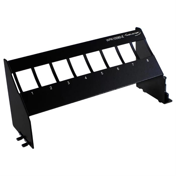 Wavenet – 8-Port Mounting Blank Panel for Keystone Snap-in Modules Installation, Angled Design for Easy Cable Routing