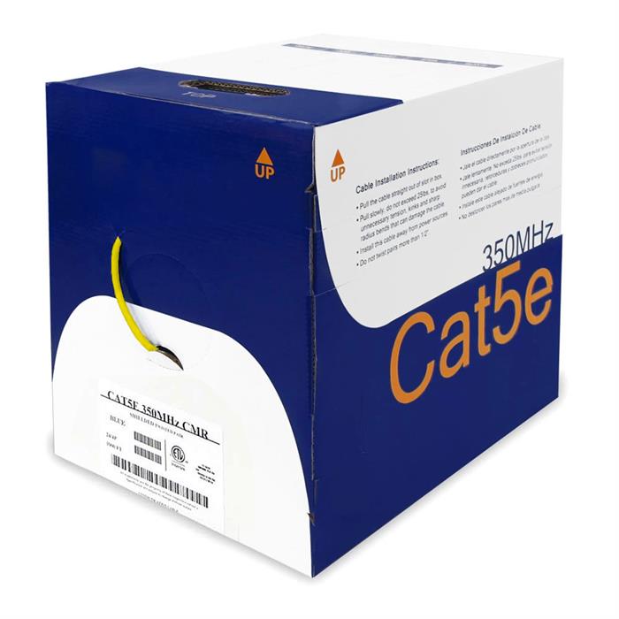 Cat5e FTP Shielded 24AWG Solid Bare Copper Bulk Ethernet Cable 1000FT Yellow Cable	